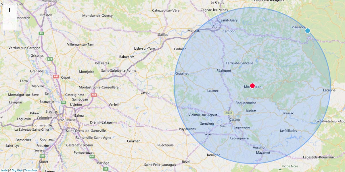 carte montredon rayon 30 km